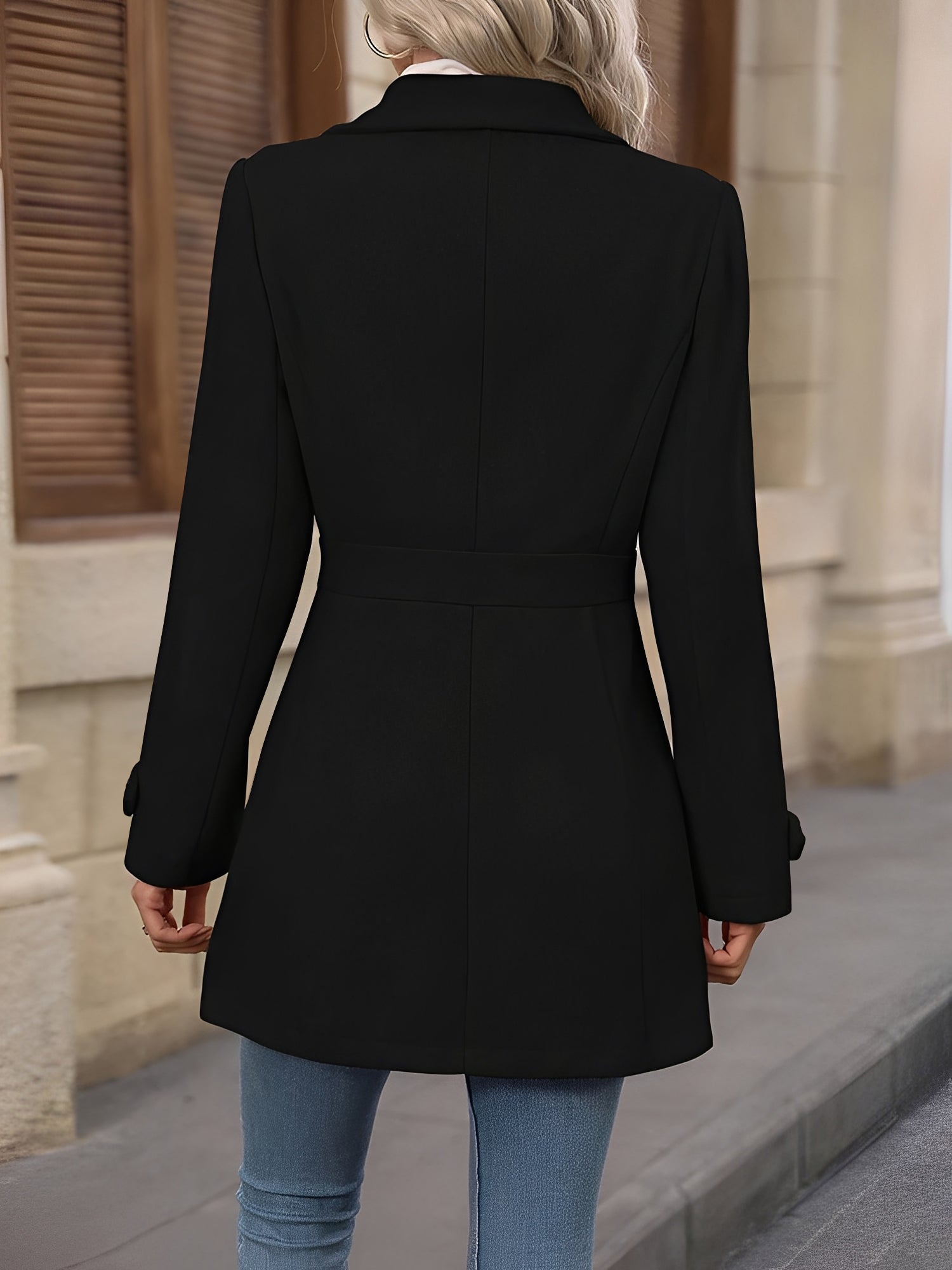 Women's Lapel Long Sleeve Button Down Solid Color Jacket