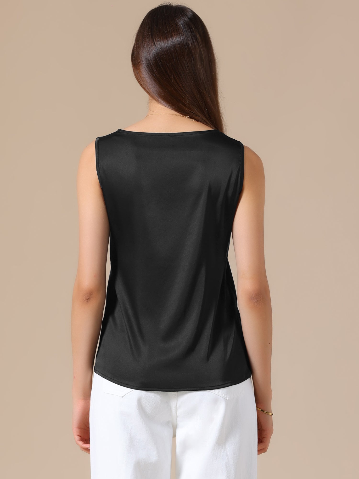 Satin V Neck Dressy Casual Sleeveless Silky Camisole Top
