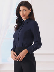 Long Sleeve Leotard Shirt Business Work Button Down Bodysuit