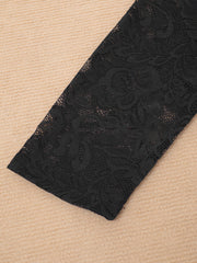 Lace Patchwork 3/4 Sleeves Midi Sheath Dress