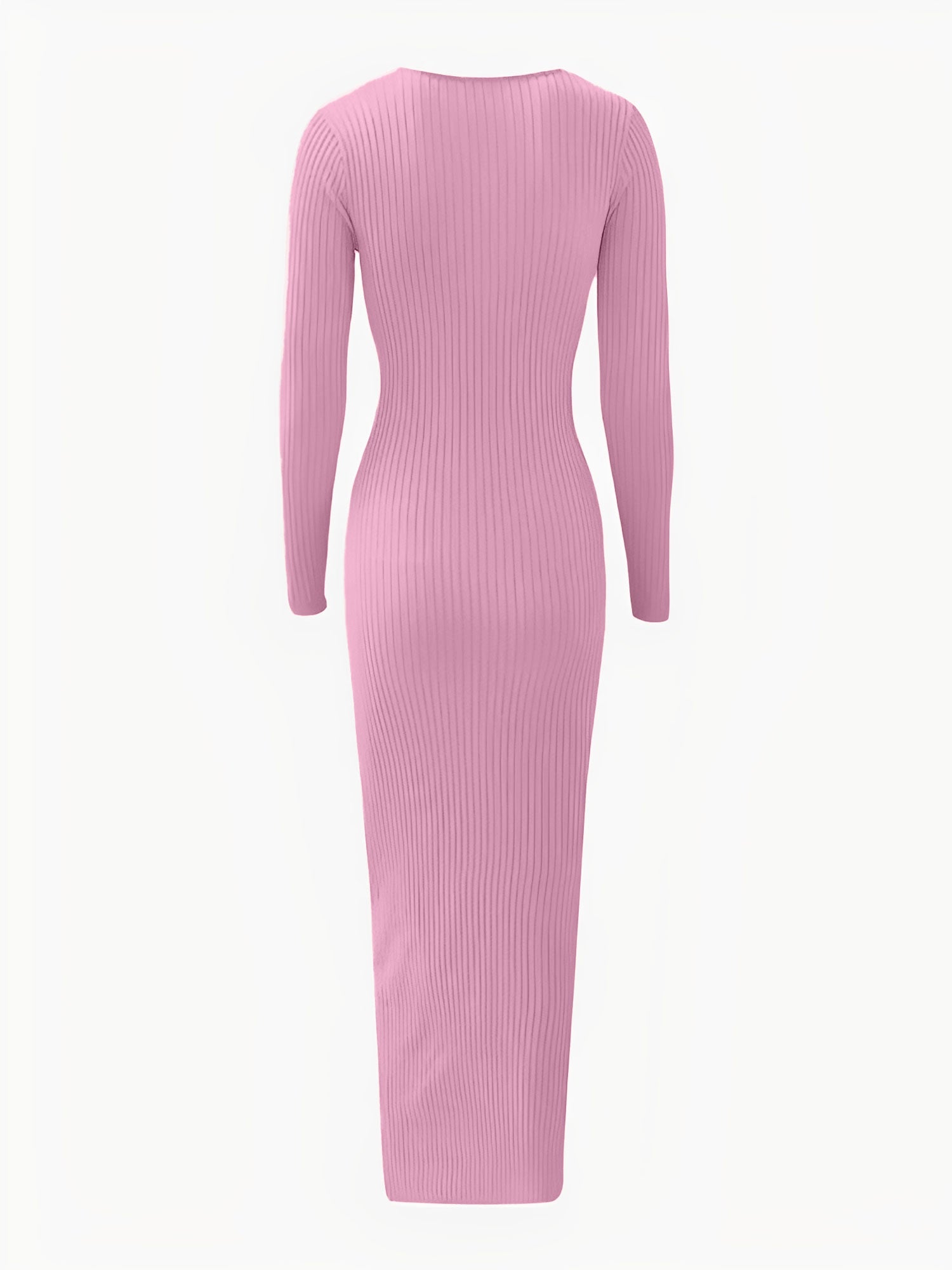 Ruched V Neck Long Sleeve Bodycon Sweater Dress