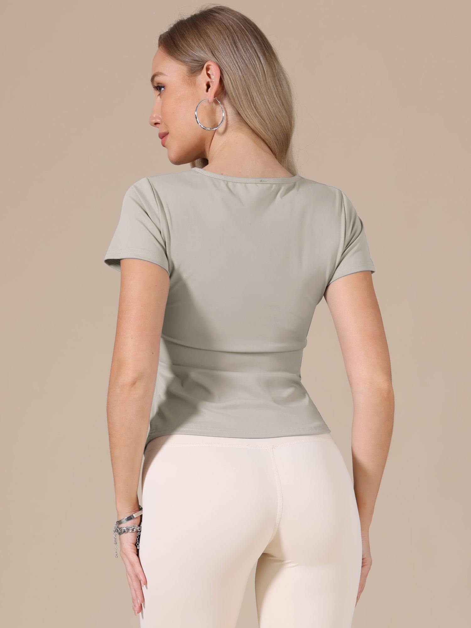 Stretchy Workout Short Sleeve Running Gym Athletic Quick Dry Tops