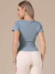 Stretchy Workout Short Sleeve Running Gym Athletic Quick Dry Tops