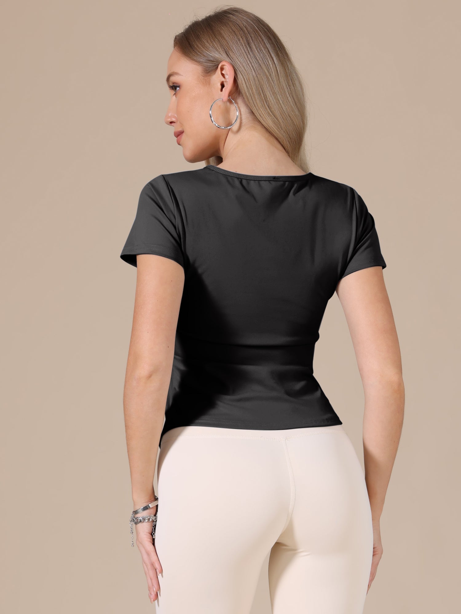 Stretchy Workout Short Sleeve Running Gym Athletic Quick Dry Tops