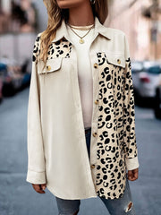 Leopard Print Patchwork Long Sleeves Shirt Shackets
