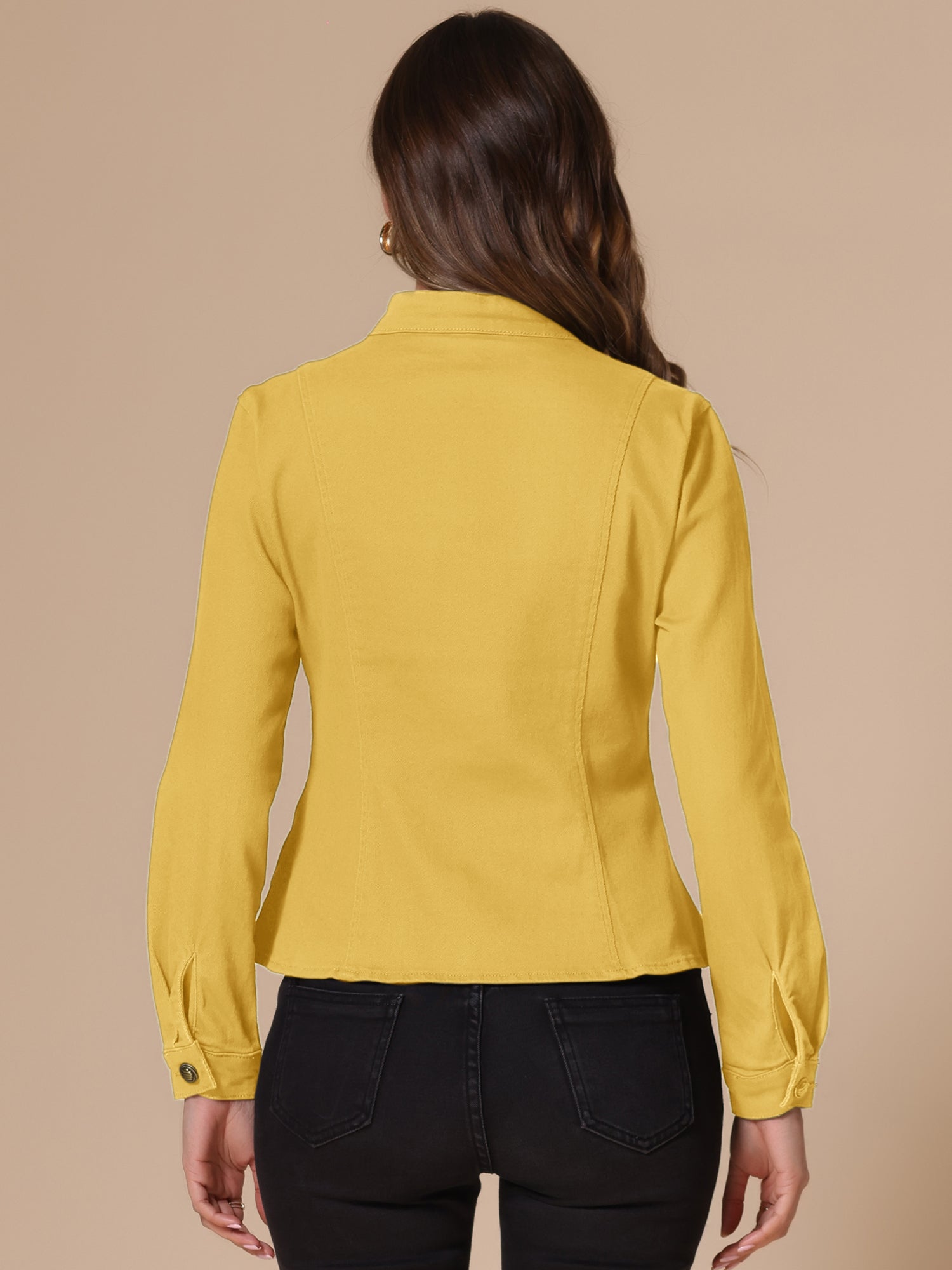 Casual Denim Classic Stand Collar Long Sleeve Jean Jacket