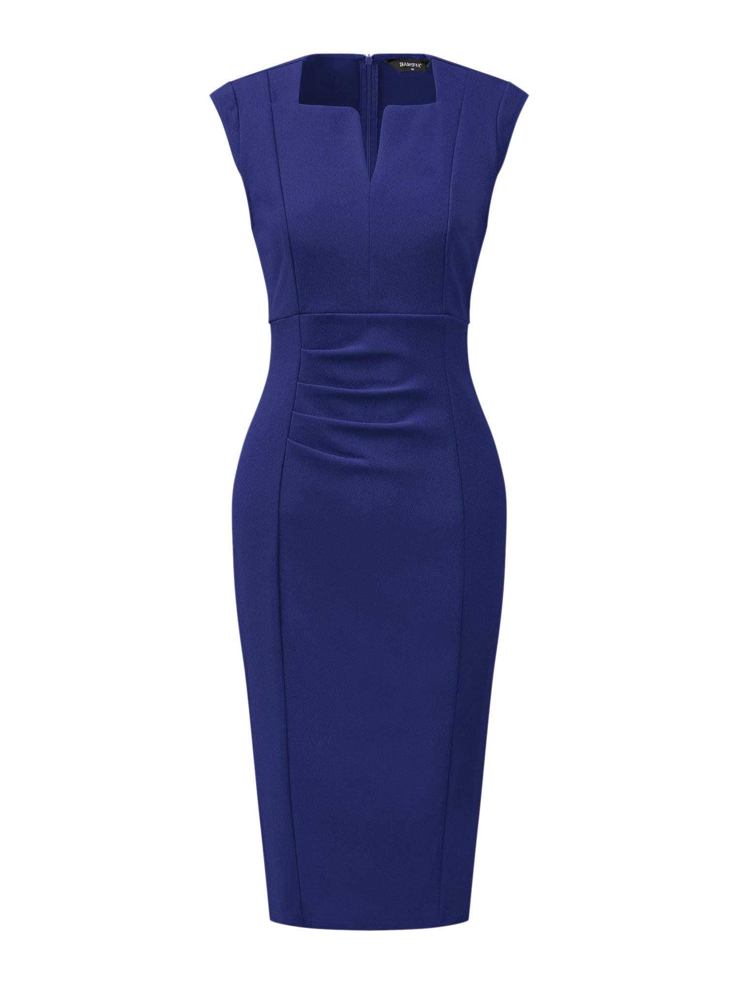 Sheath Pencil Sleeveless Pleated Front Elegant Business Dress