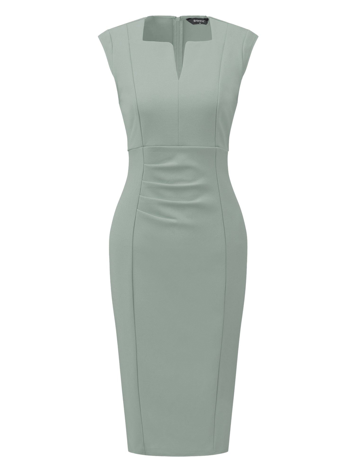 Sheath Pencil Sleeveless Pleated Front Elegant Business Dress