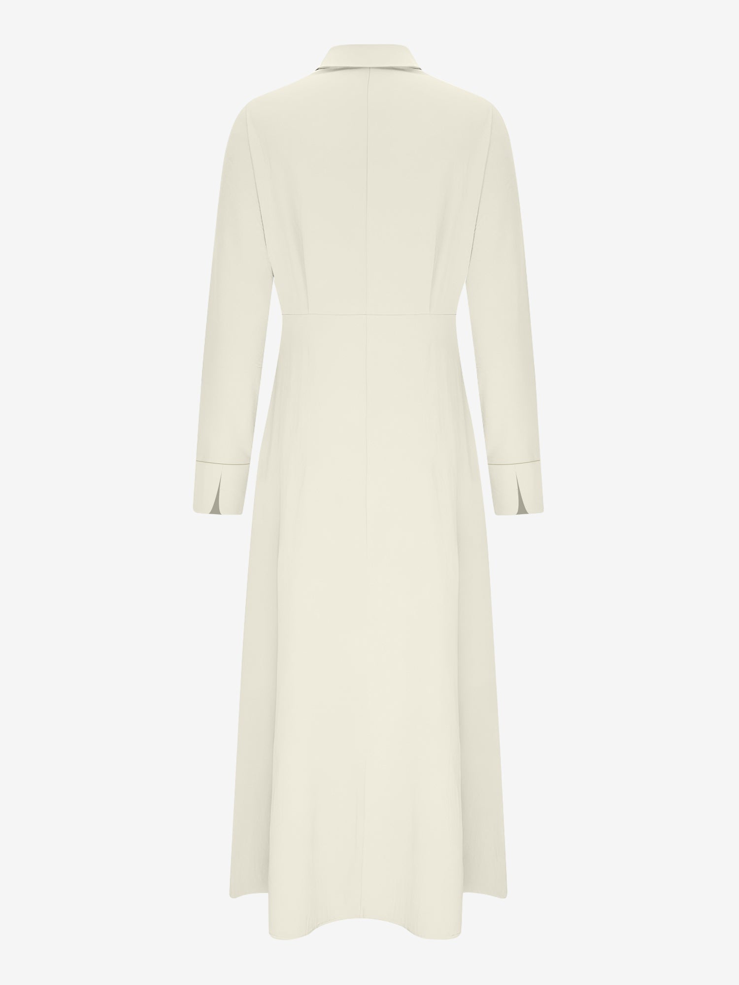 Solid Color Collared Long Sleeve Pockets Slit Dress