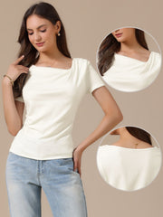Short Sleeves Ruched Going Out Cropped Blouse