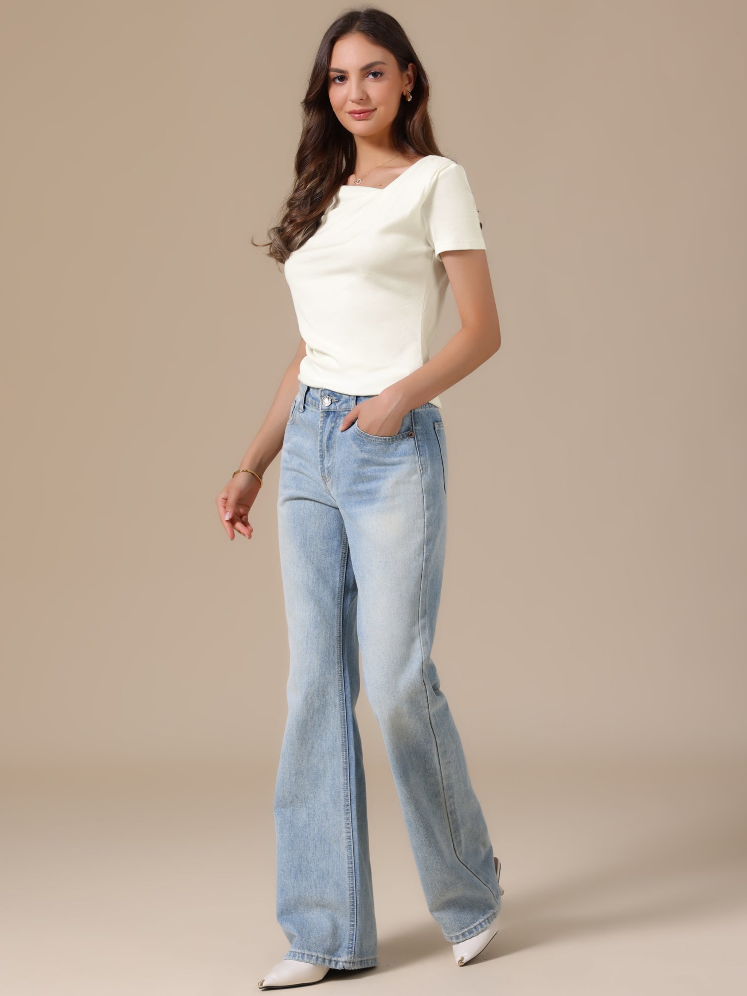 Short Sleeves Ruched Going Out Cropped Blouse