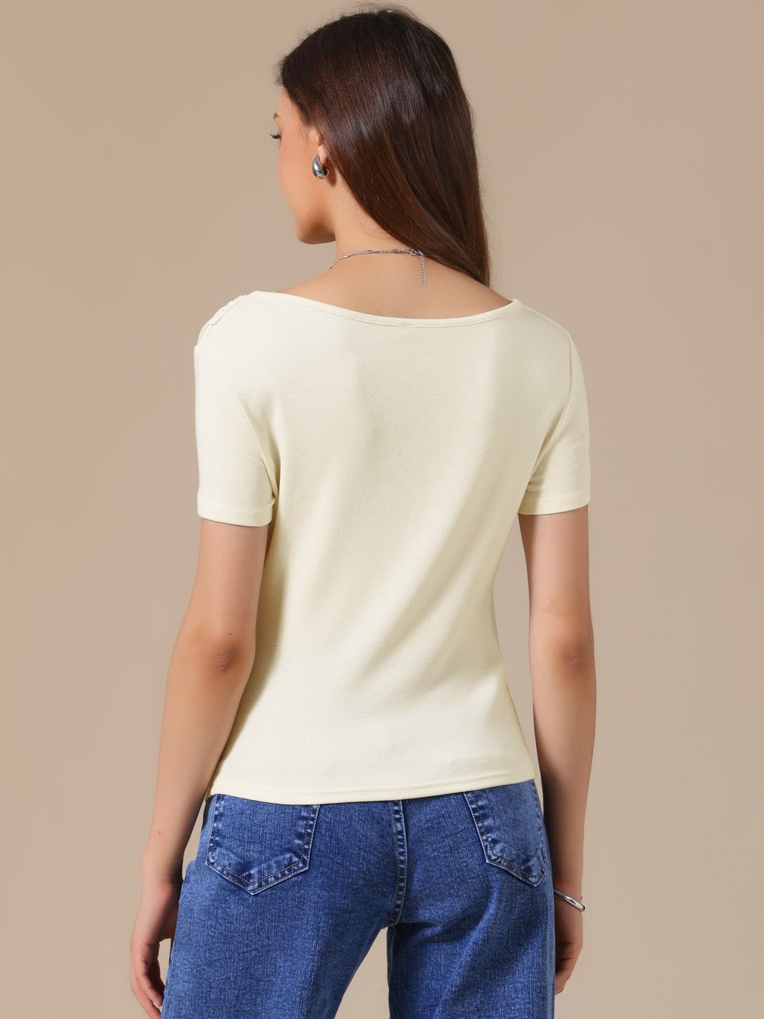 Short Sleeves Ruched Going Out Cropped Blouse