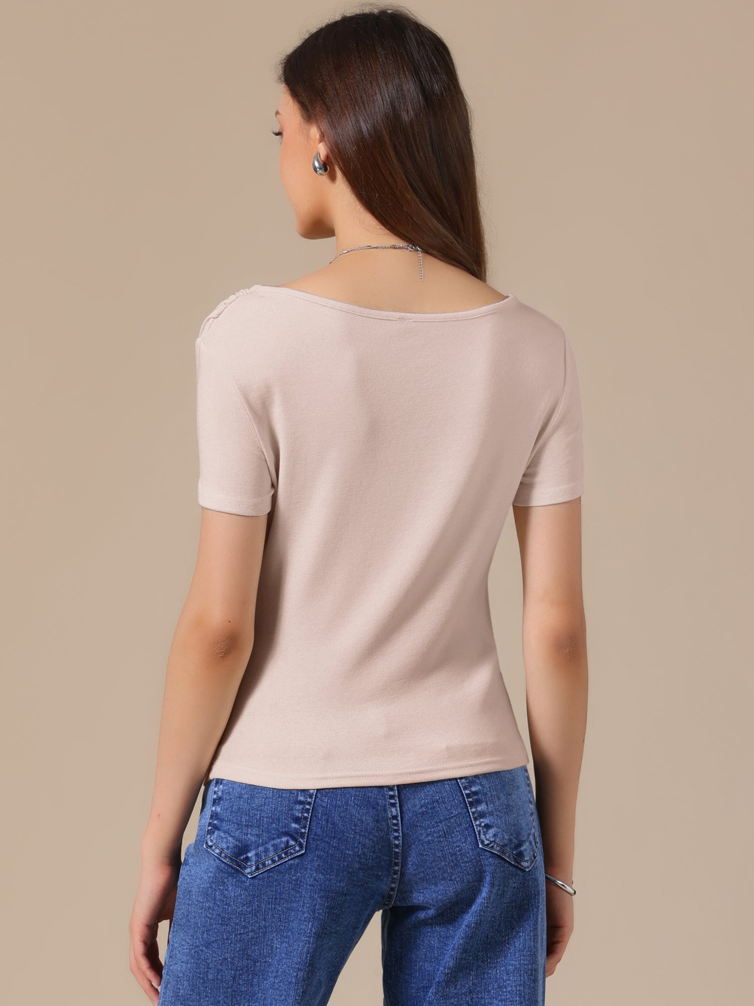 Short Sleeves Ruched Going Out Cropped Blouse