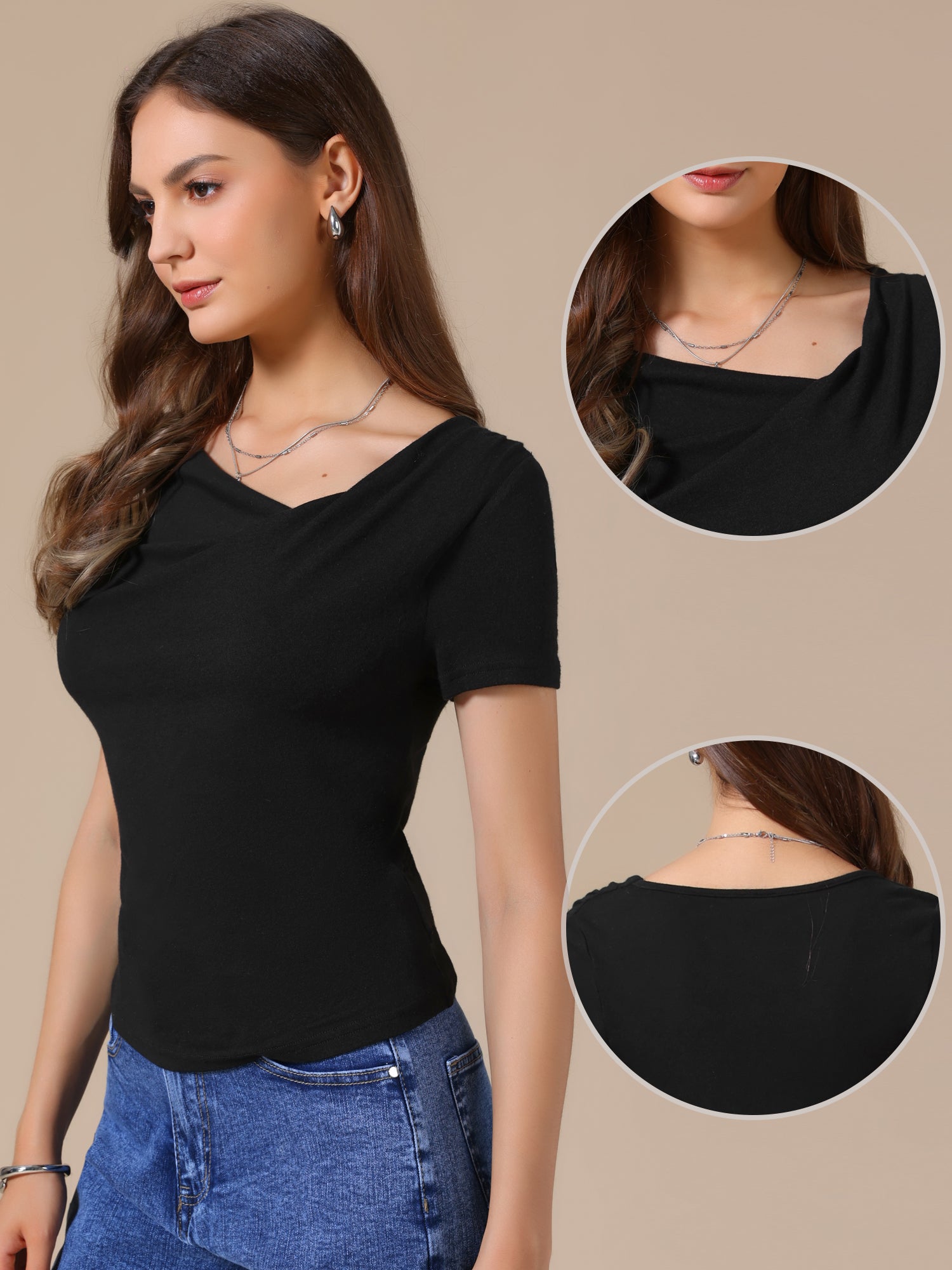 Short Sleeves Ruched Going Out Cropped Blouse