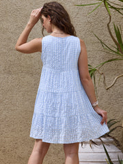 Gingham Sundress Sleeveless Plaid Flowy Swing Tiered Dress