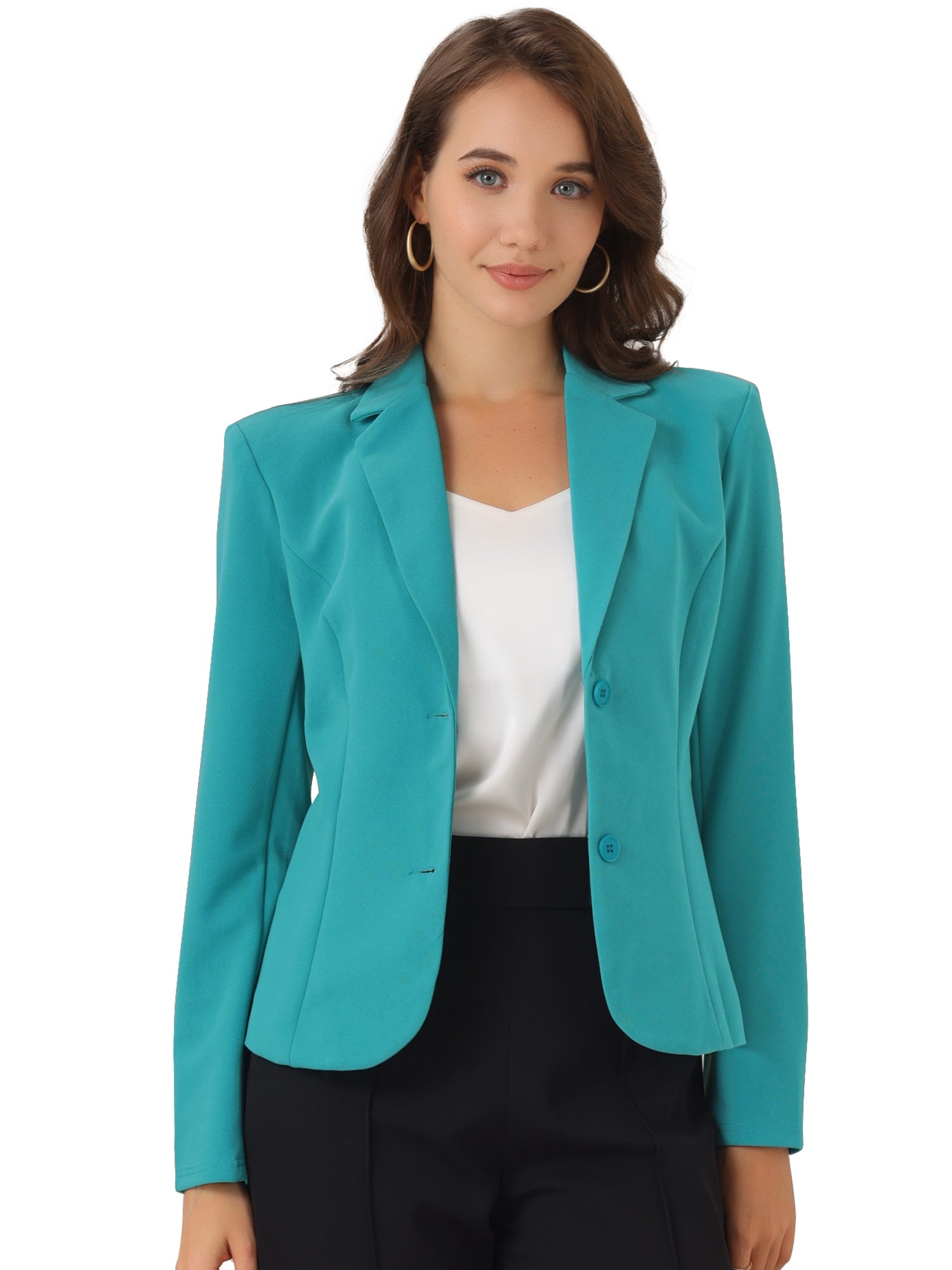 Notched Lapel Collar Stretch Work Office Workwear Jacket Blazer