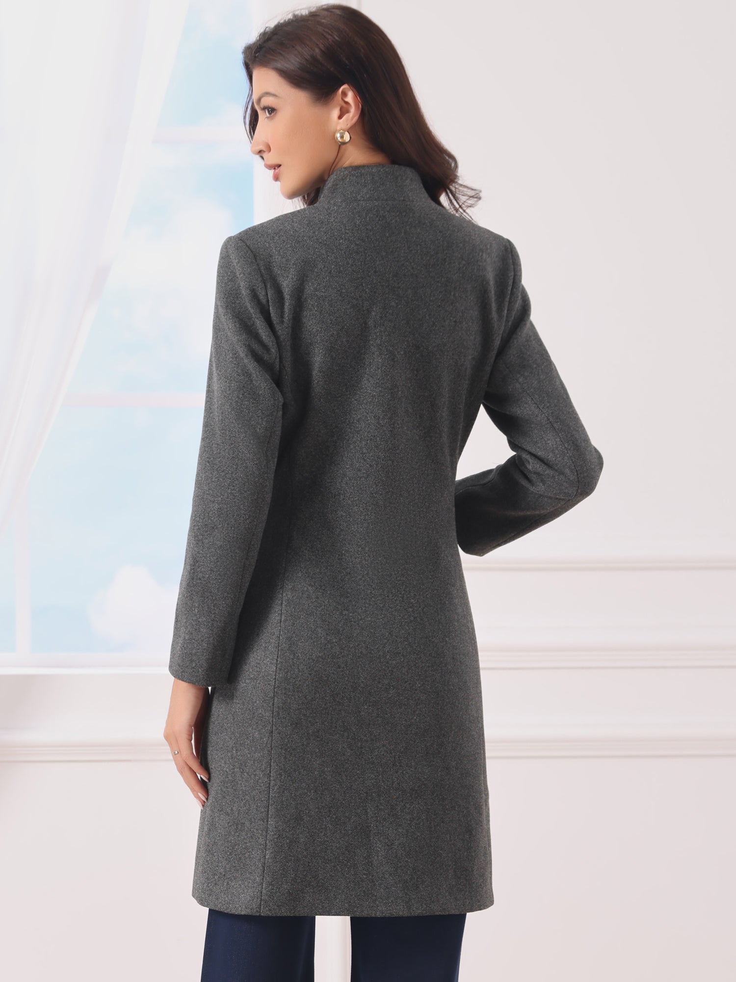 Stand Collar Single Breasted Mid-Long Overcoat
