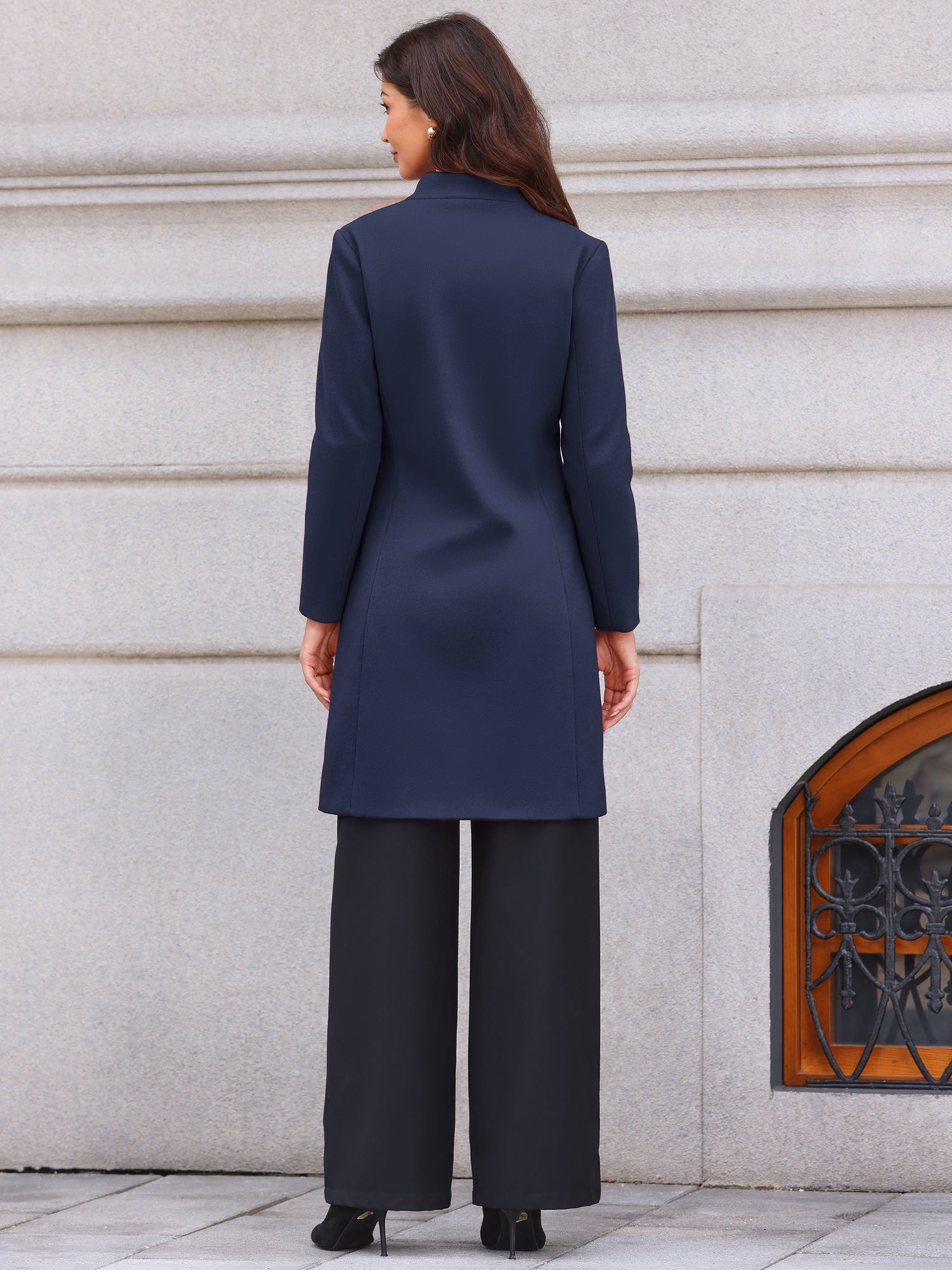 Stand Collar Single Breasted Mid-Long Overcoat