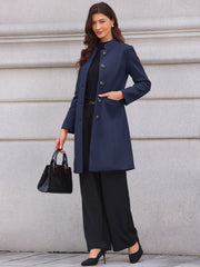 Stand Collar Single Breasted Mid-Long Overcoat