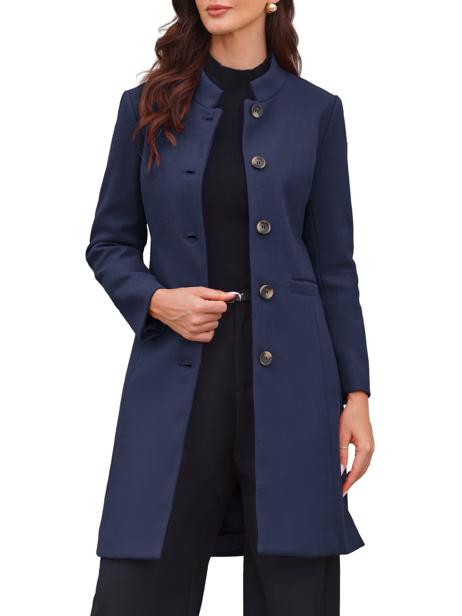 Stand Collar Single Breasted Mid-Long Overcoat
