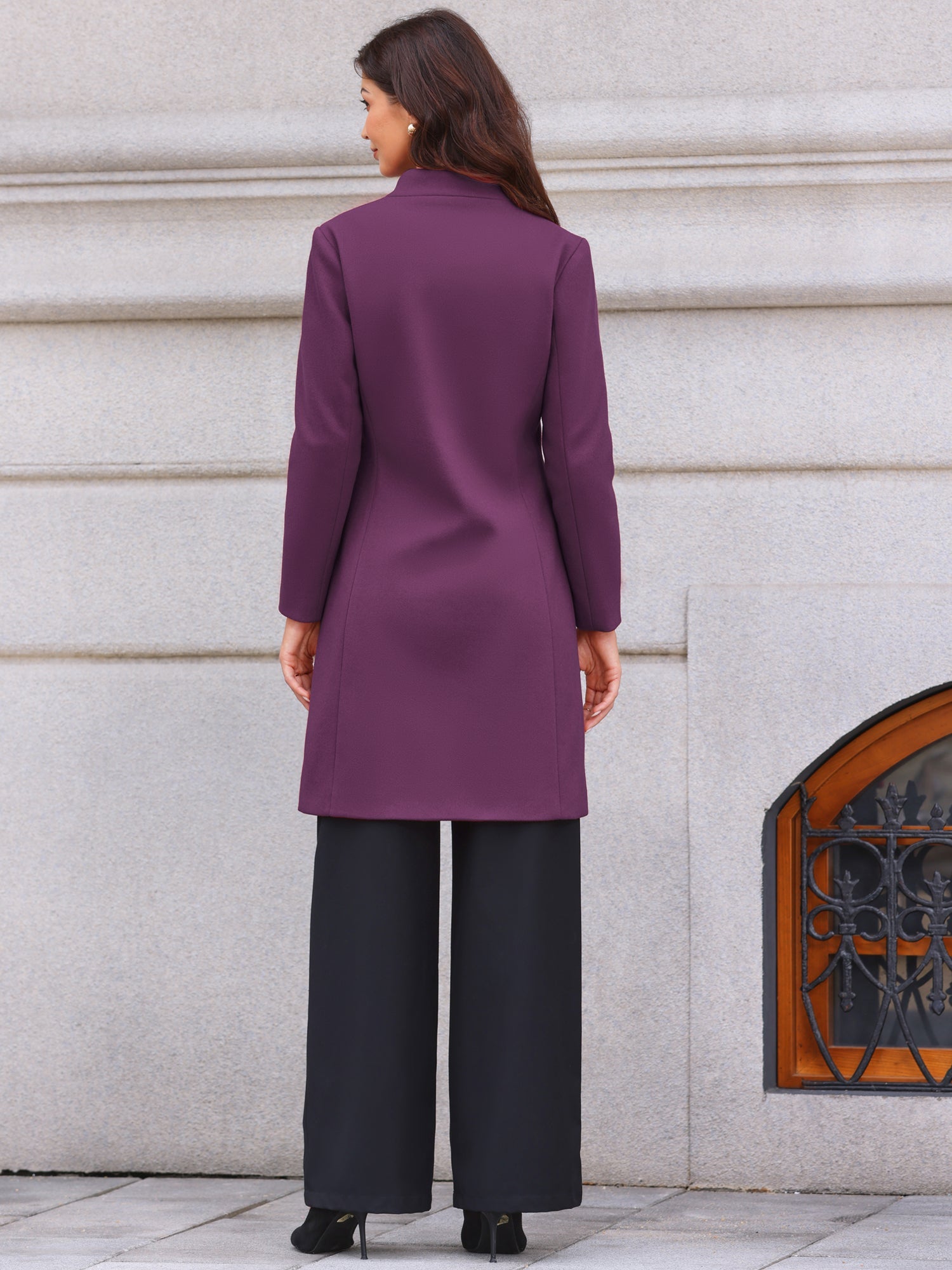 Stand Collar Single Breasted Mid-Long Overcoat