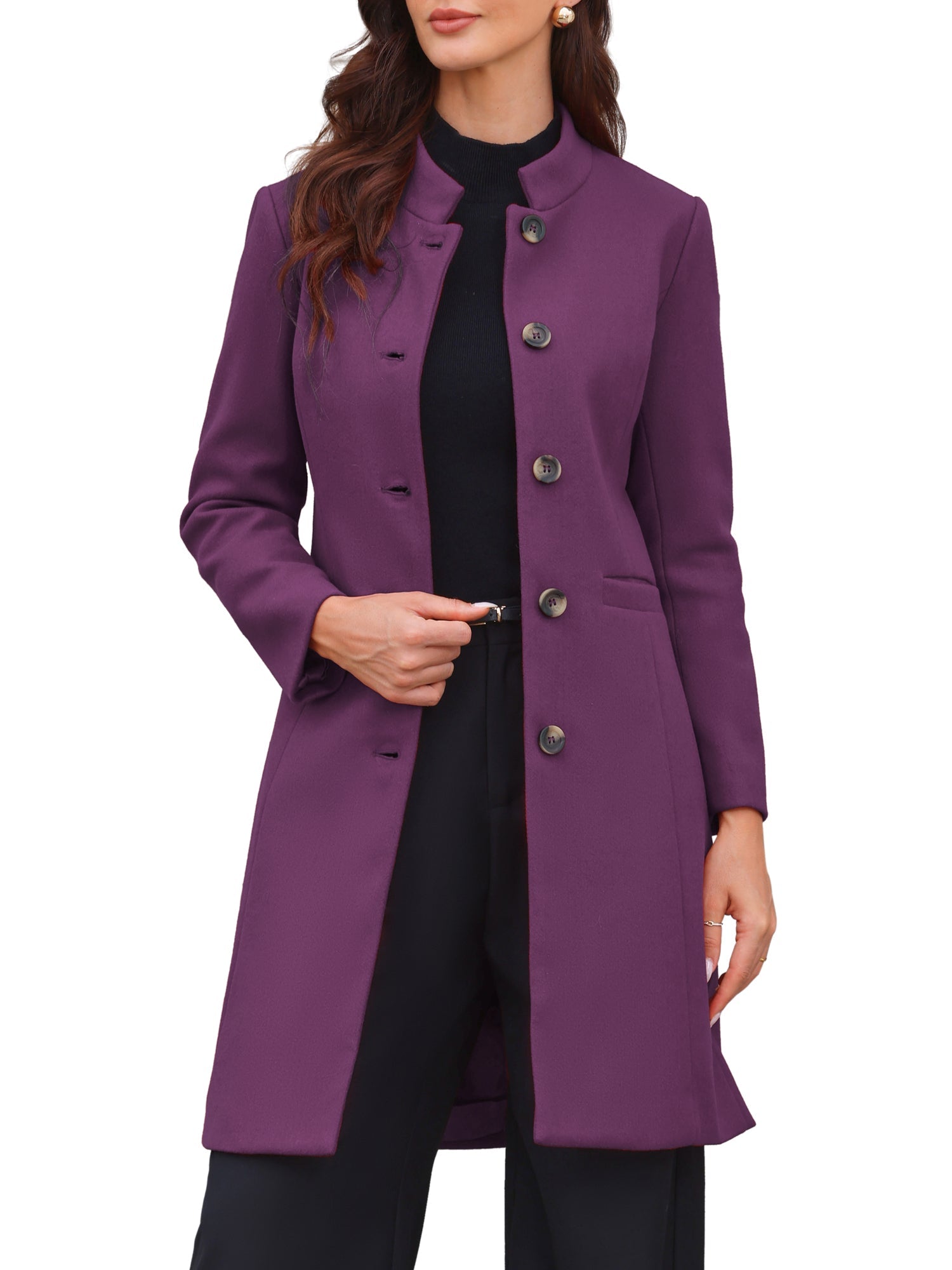 Stand Collar Single Breasted Mid-Long Overcoat