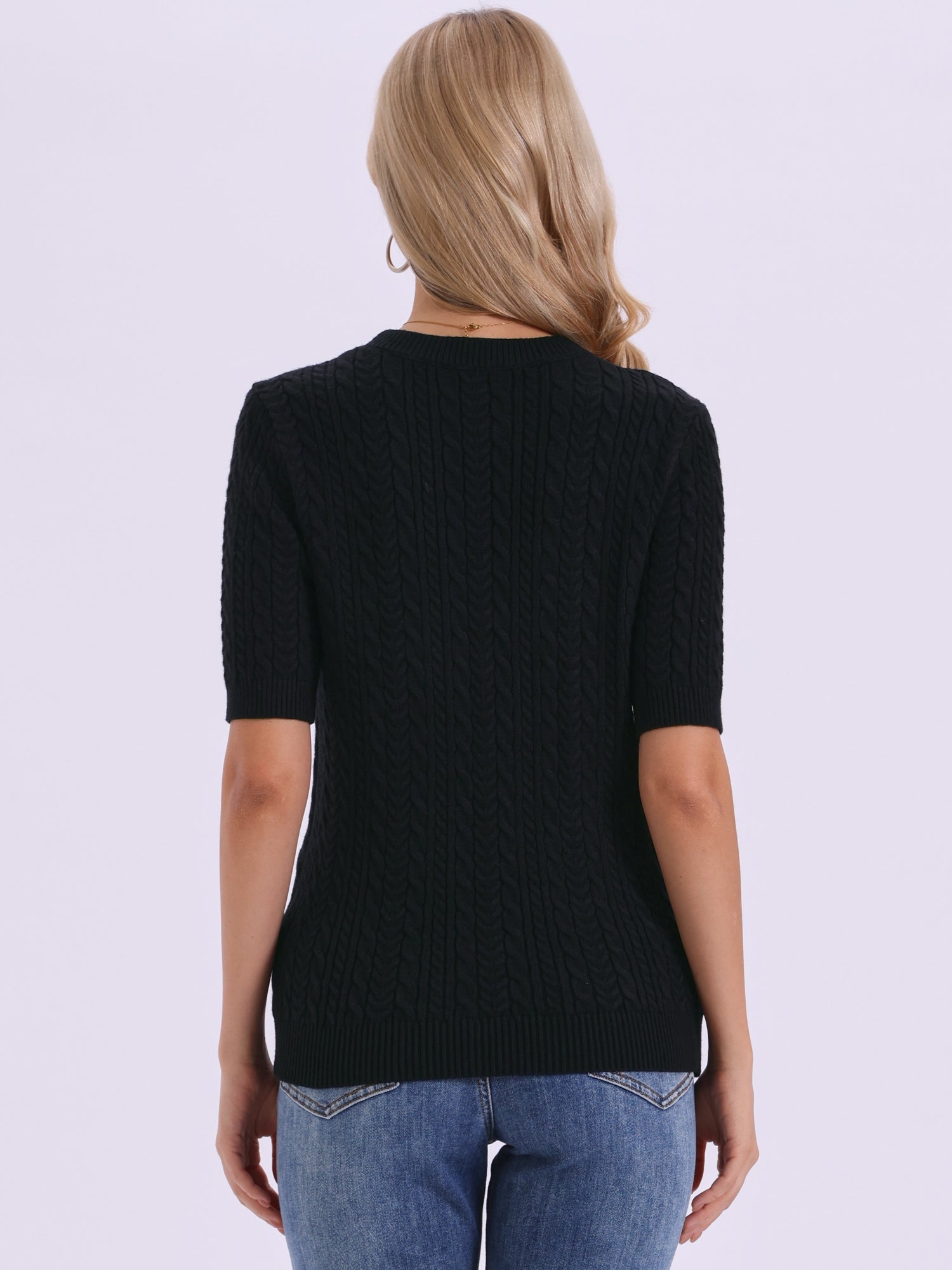 Short Sleeve Crew Neck Knit Casual Sweater Top