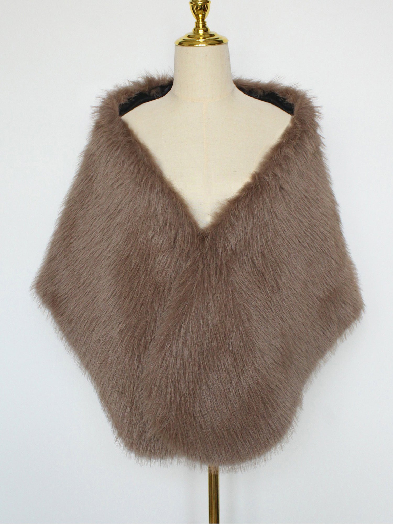 Women Faux Fur Evening Gown Shawl Cape