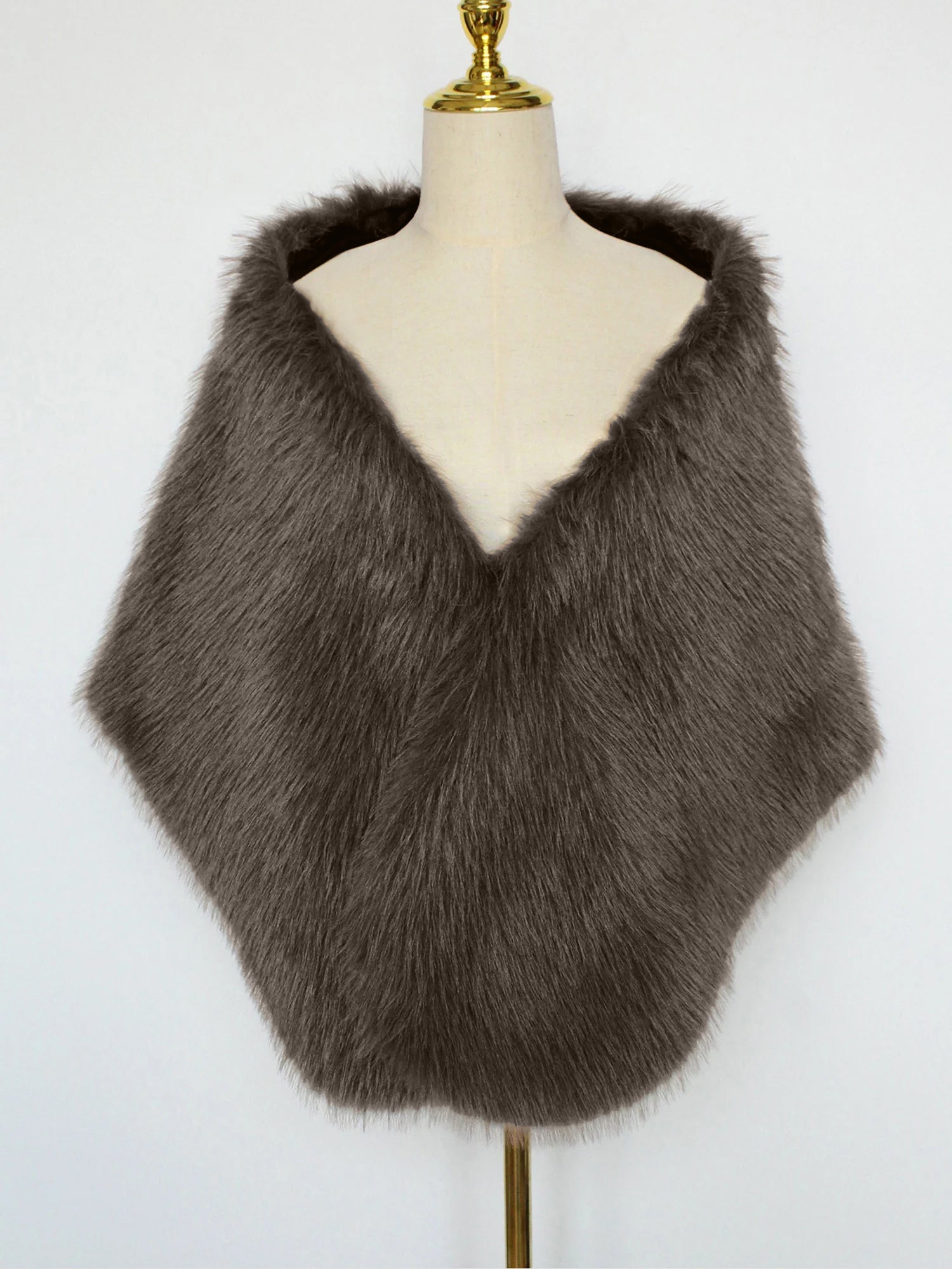 Women Faux Fur Evening Gown Shawl Cape