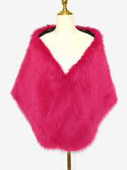 Women Faux Fur Evening Gown Shawl Cape
