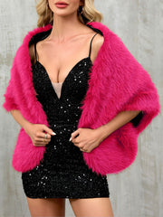 Women Faux Fur Evening Gown Shawl Cape
