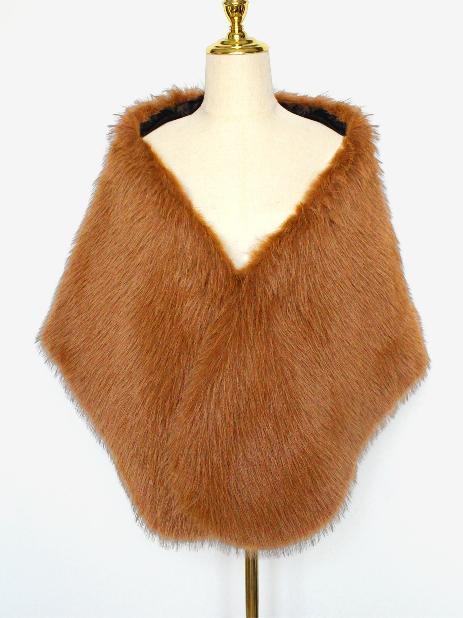 Women Faux Fur Evening Gown Shawl Cape