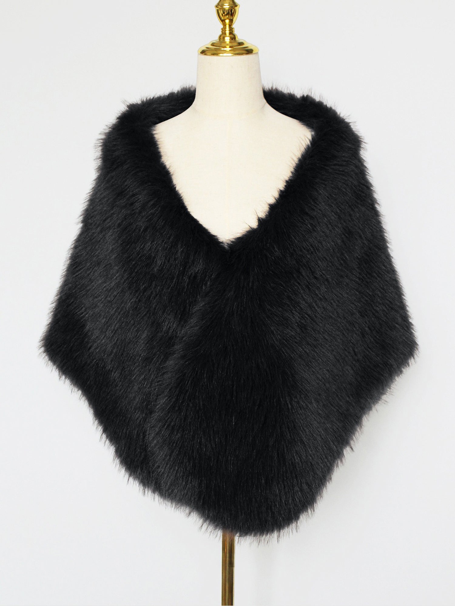 Women Faux Fur Evening Gown Shawl Cape