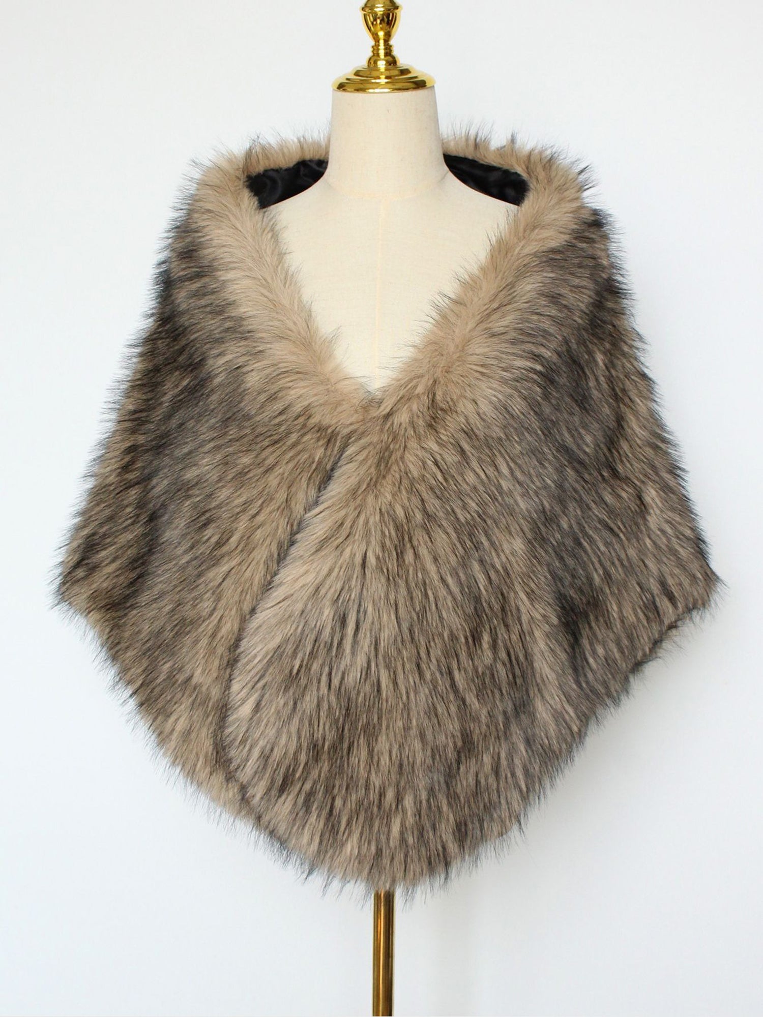 Women Faux Fur Evening Gown Shawl Cape