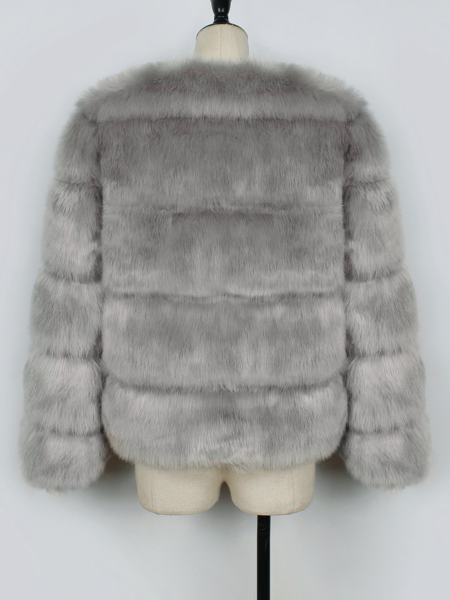 Casual Long Sleeves Solid Color Faux Fur Coat