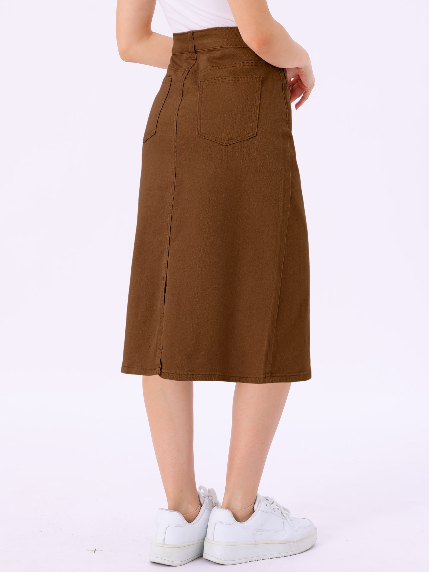 Casual Denim High Waist Stretchy Midi Pencil Jean Skirt