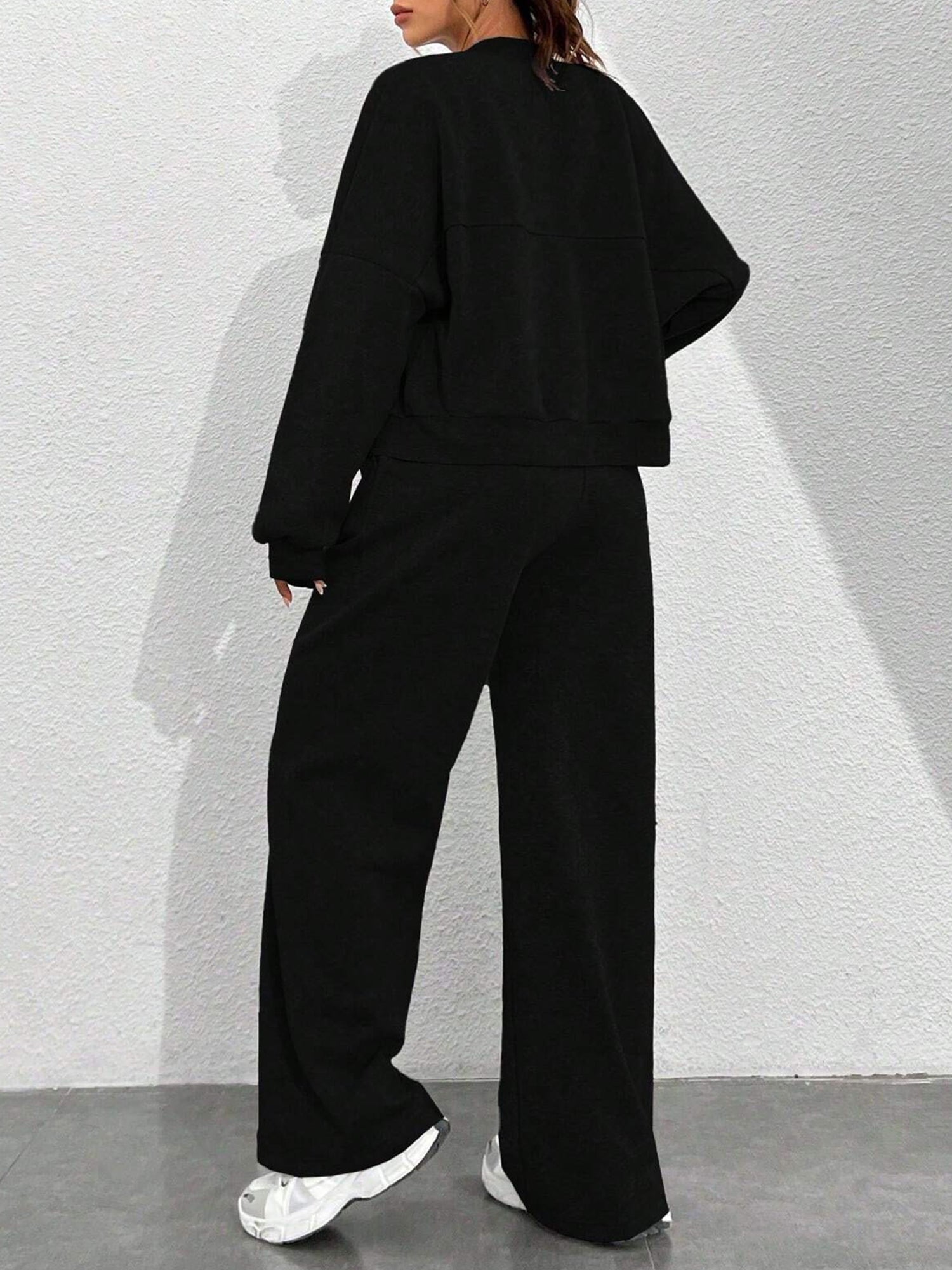 2 Pieces Long Sleeves Jacket & Elastic Waist Sweatpants Set