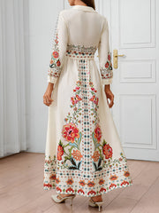 Floral Print Long Sleeve Maxi Casual Shirt Dress