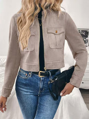 Zipper Cargo Long Sleeves Cropped Jacket