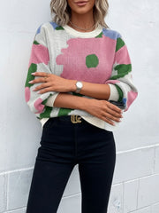 Crew Neck Long Sleeve Knit Pullover Sweater