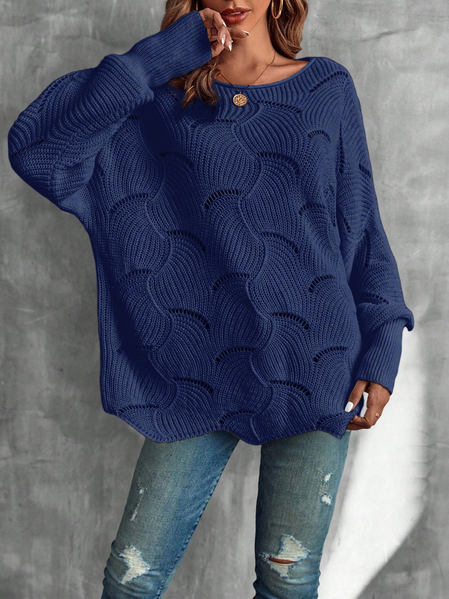 Lightweight Knitted Long Sleeves Oversized Sweater