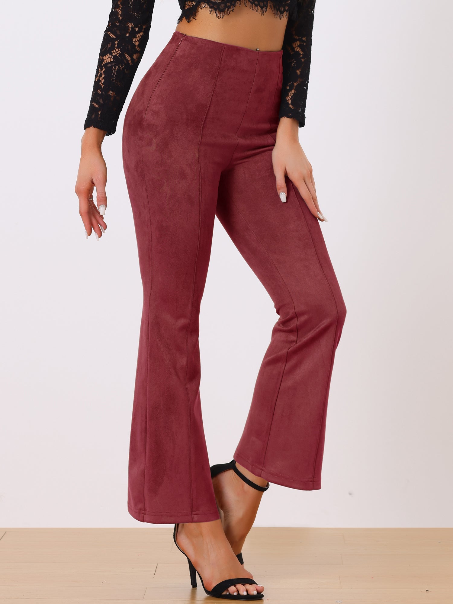 Faux Suede Wide Leg Casual Business Flared Bell Pants
