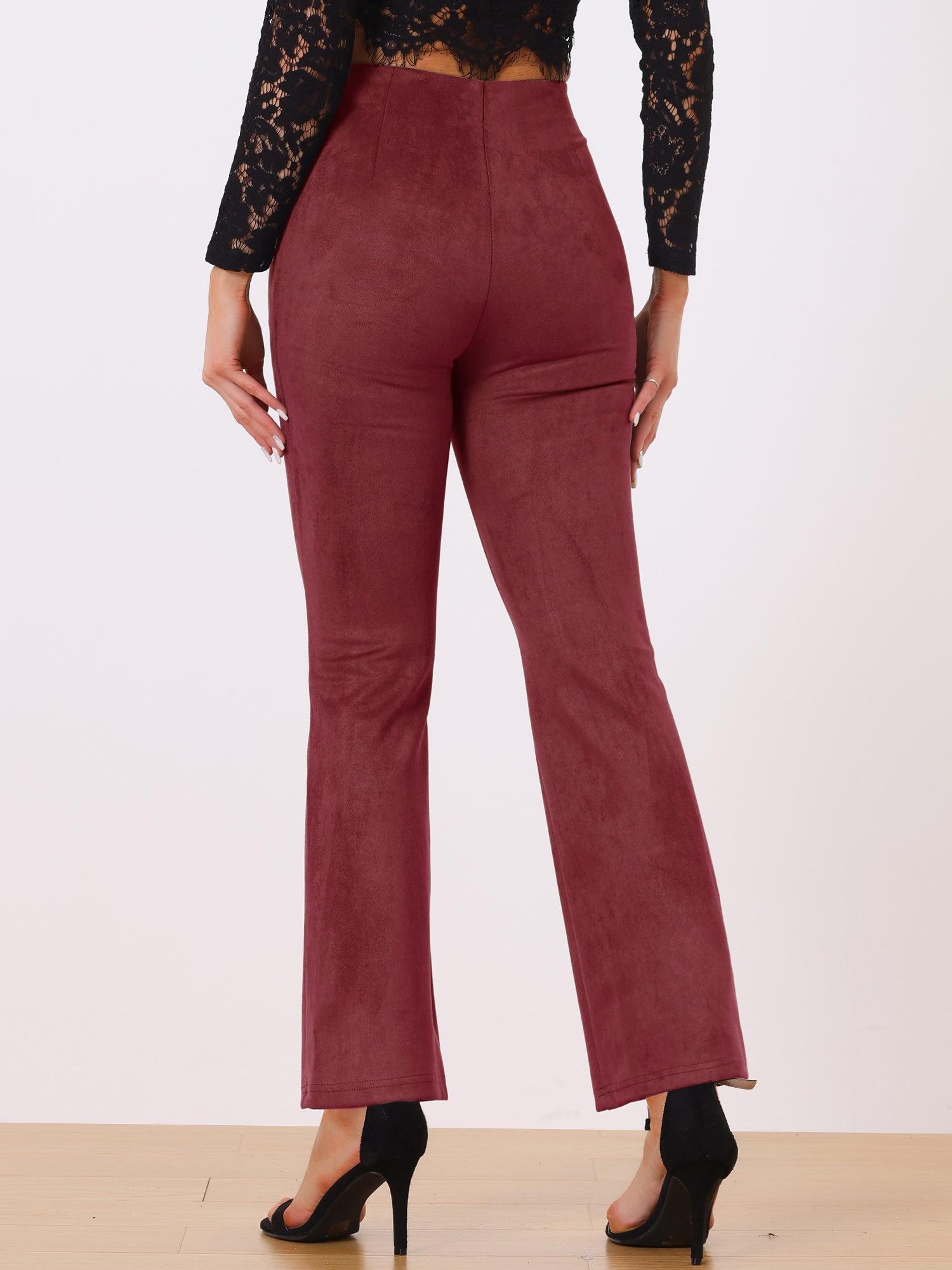 Faux Suede Wide Leg Casual Business Flared Bell Pants