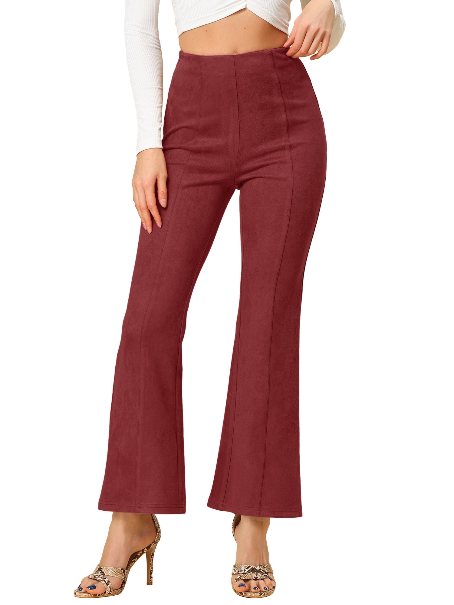 Faux Suede Wide Leg Casual Business Flared Bell Pants