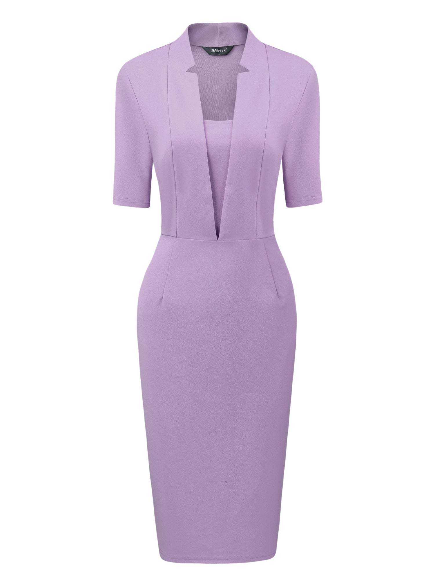 Formal Pencil V Neck Short Sleeve Office Bodycon Sheath Dress