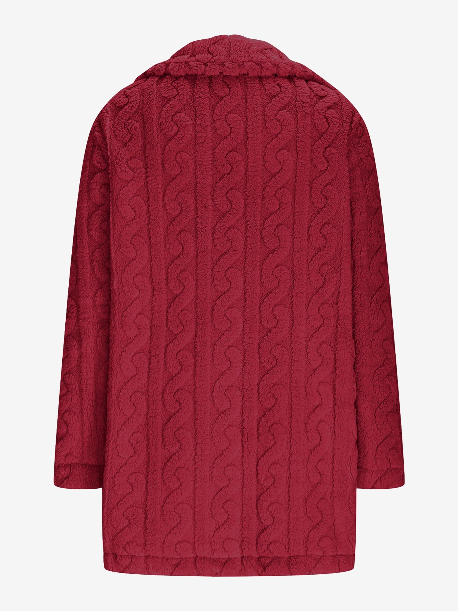 Notched Lapel Double-Breasted Mid-Length Faux Fur Jacket