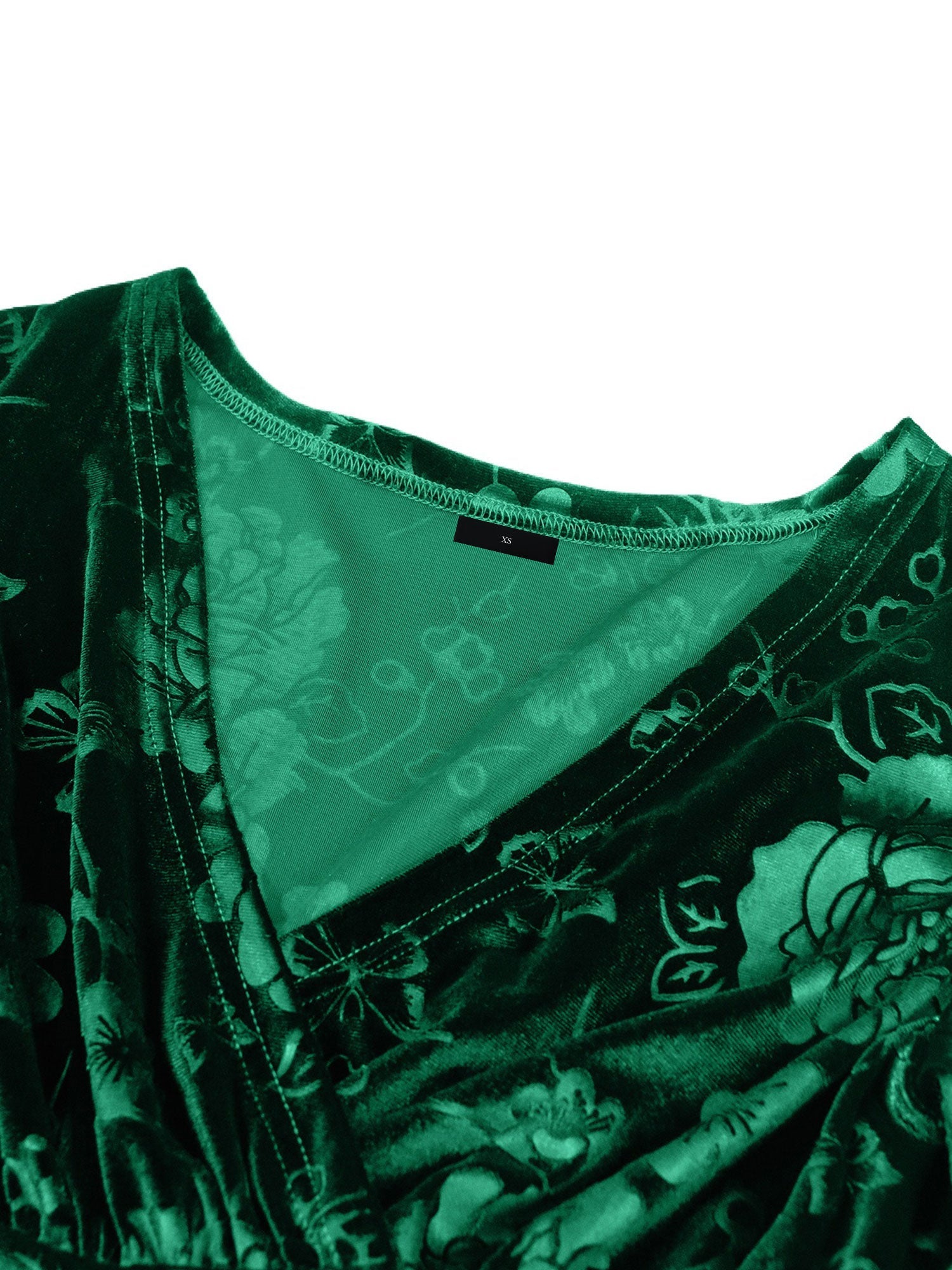 Velvet Floral Textured V Neck Long Sleeves Maxi Dress