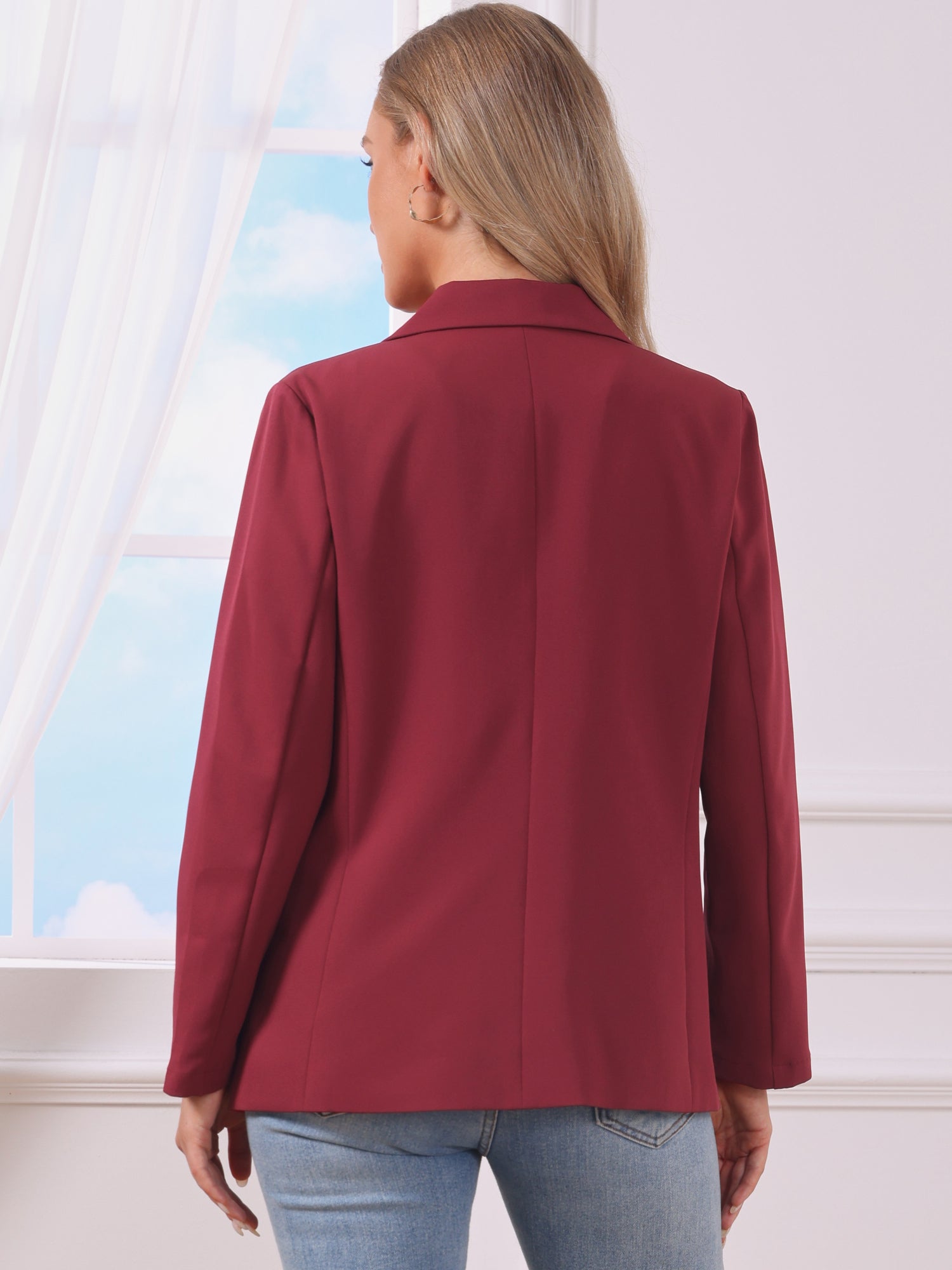 Notched Lapel Long Sleeve Single Breasted Work Blazer