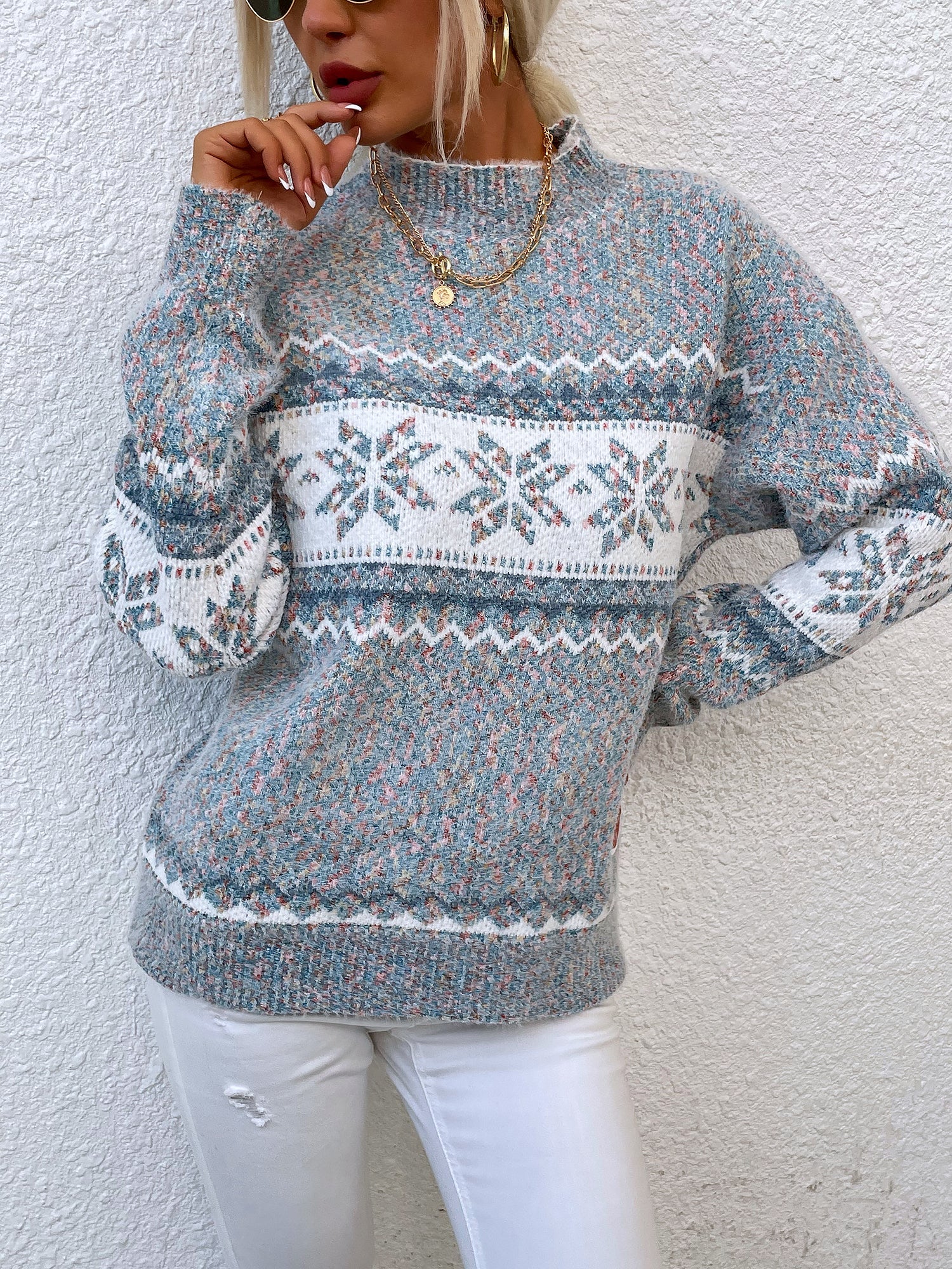 Women's Turtleneck Snowflake Sweater