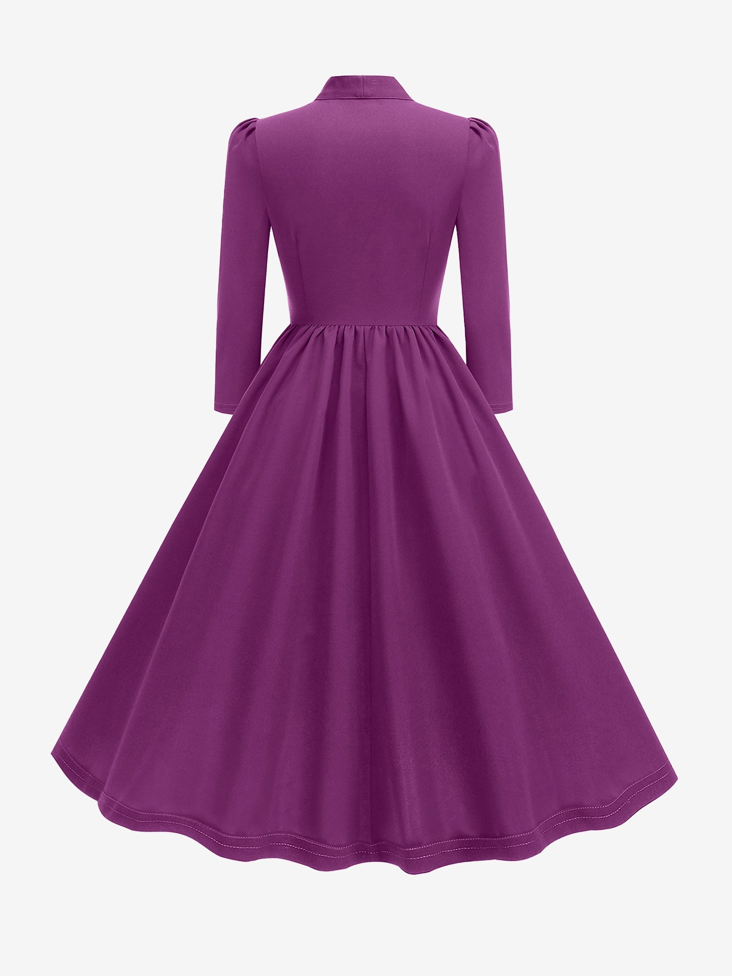 Bow Tie Neck Button Down Midi Swing Dress